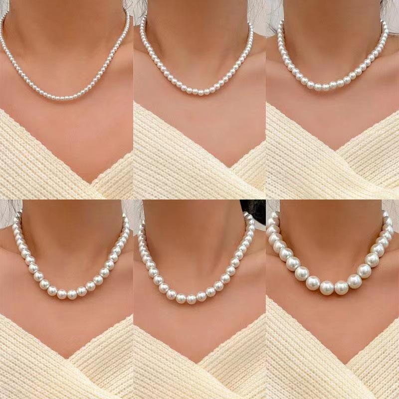 French Luxury Chic Glass Pearl Clavicle Necklace for Women
