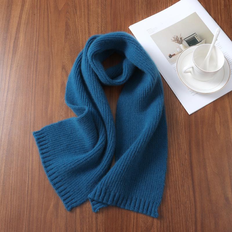 Thickened Vertical Stripe Knitted Pure Wool Scarf for Men & Women – Versatile Warm Autumn/Winter Neck Warmer