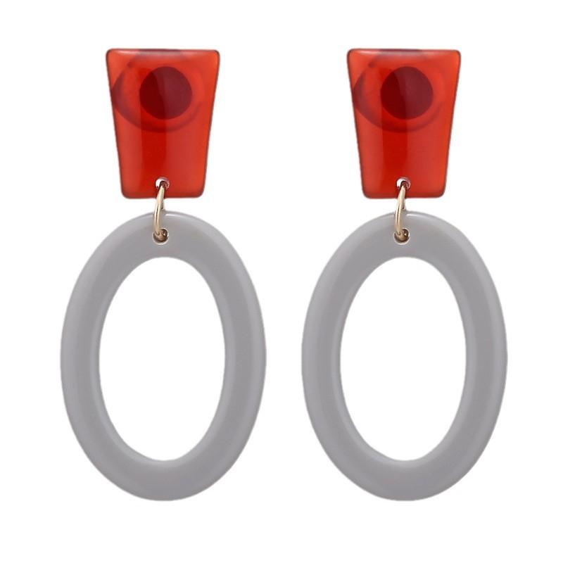 

Ретро Мода Простые Акриловые Серьги Геометрические Эллиптические Серьги-Подвески красный