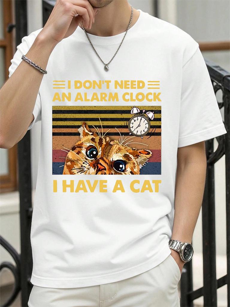 I DonT Need An Alarm Clock I Have A Cat Prints TShirt Women Cotton Summer Tops Soft Loose ONeck T Shirt Casual Womans Clothes