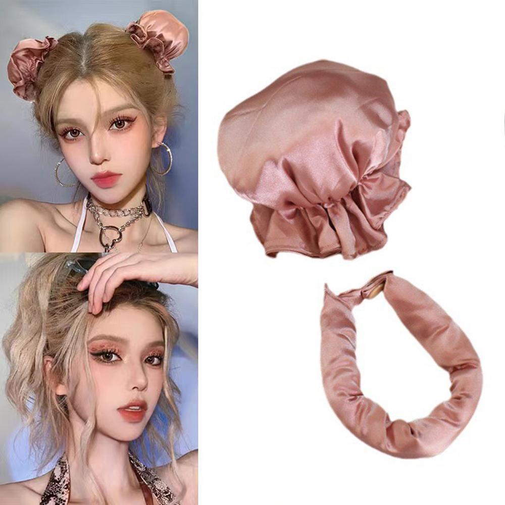 

Overnight Hair Curler Hair Bun Maker Hair Curling Tool with Hair Cover Black