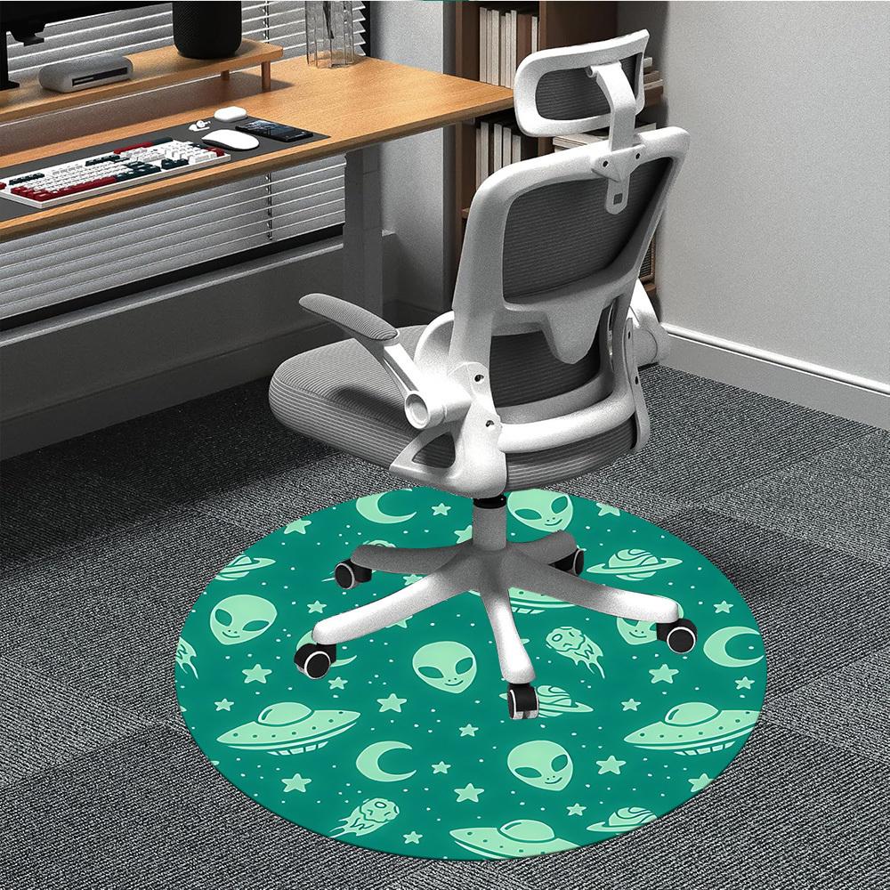 1pc Alien Spaceship Office Round Area Rug, Indoor Mat Suitable For Office, Under Office Chairs Bedroom Living Room Home Decor, Room Deco