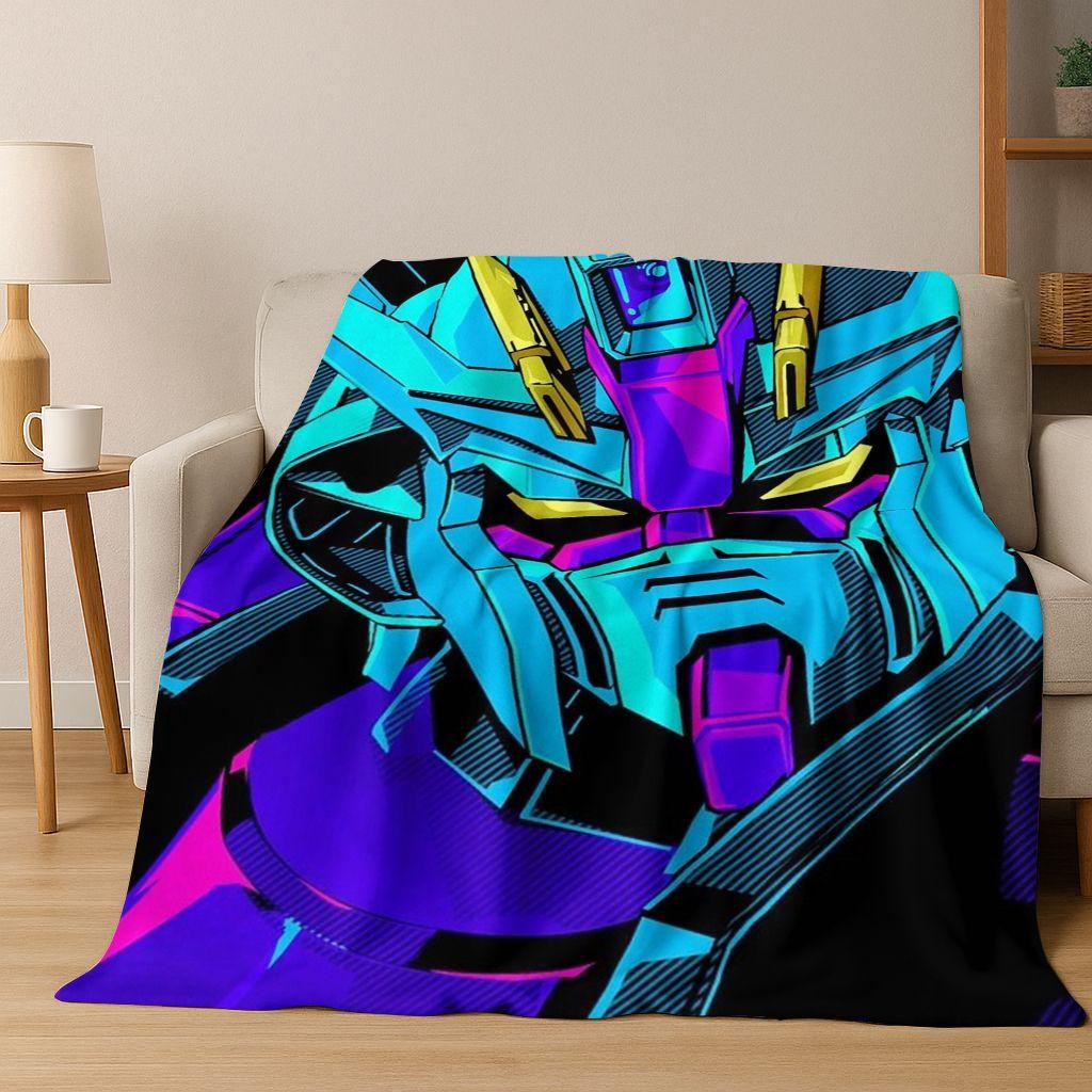 26 Style Gundam Cartoon Robot Flannel Blanket,Warm and Cozy Soft Throw Blanket for Home Bedroom Bed Sofa Picnic Office Cover