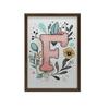 Plakat Z Literą "F" Z Kolorowymi Kwiatami Plakat Z Literą "F" Z Kolorowymi Kwiatami, 30X40 Cm, Rama Drewniana Ciemny Brąz, Papier Matowy 230 Gsm