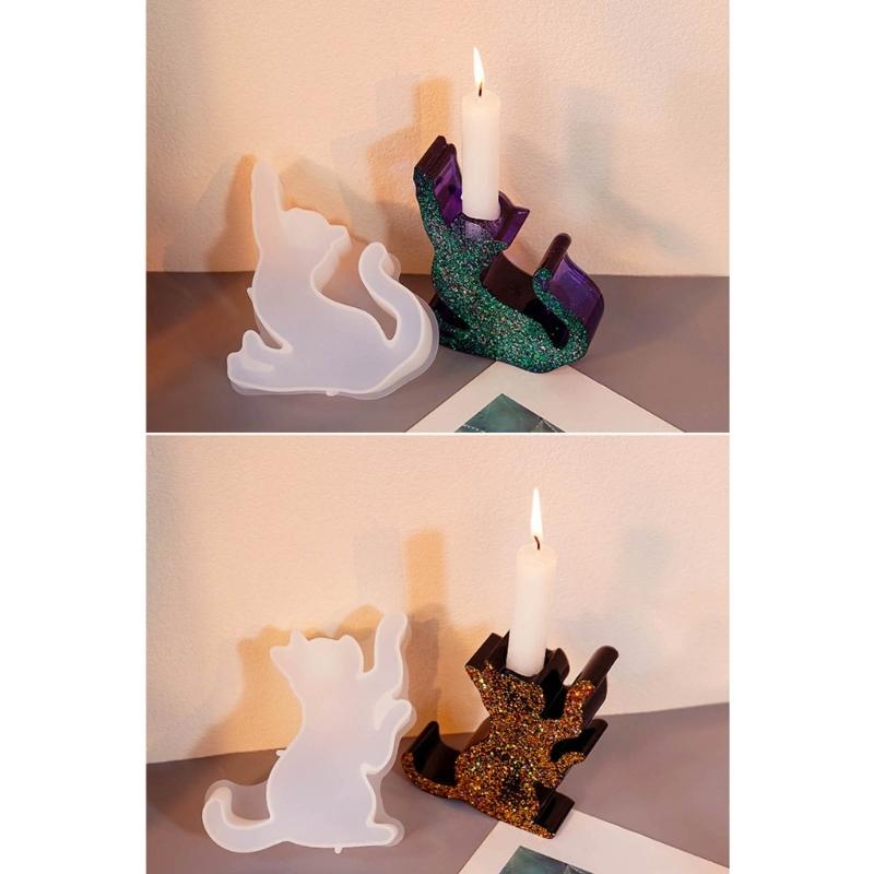 Kerzenhalter Harzformen Katzenform Kerzenständer Silikonform Einzigartiger Tierkerzenständer Epoxidgussform DIY Bastelarbeiten