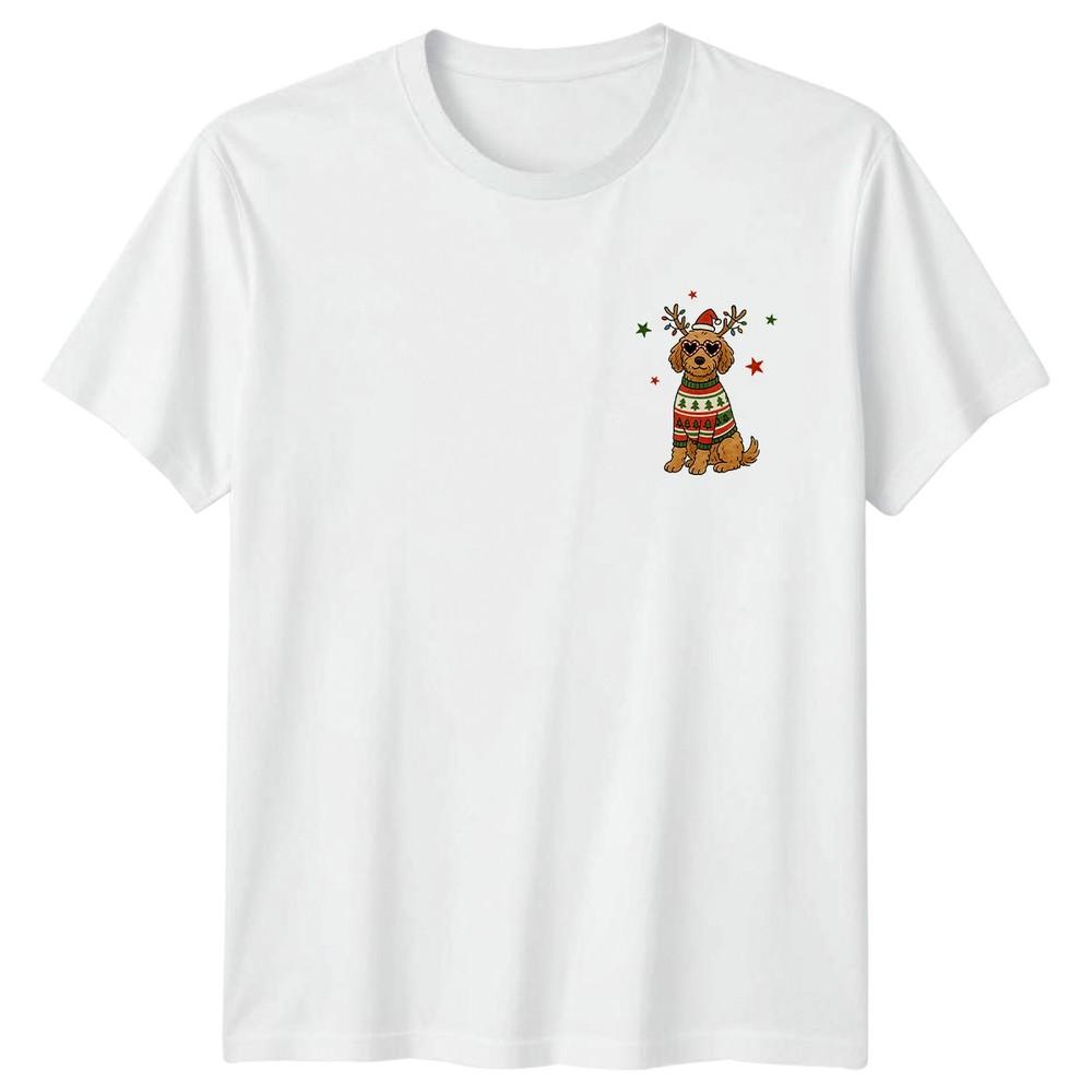 Dog Christmas Antlers Santa Hat Holiday Unisexs TShirt Unisexs Tee Graphic Unisex S