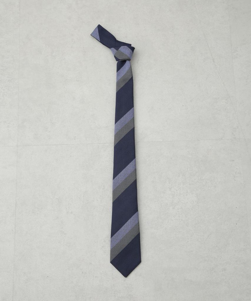 [Nano Universe] Kyoto Nishijin Washable Stripe Tie, Size 2, Men's F 120, Navy, 668-5242206