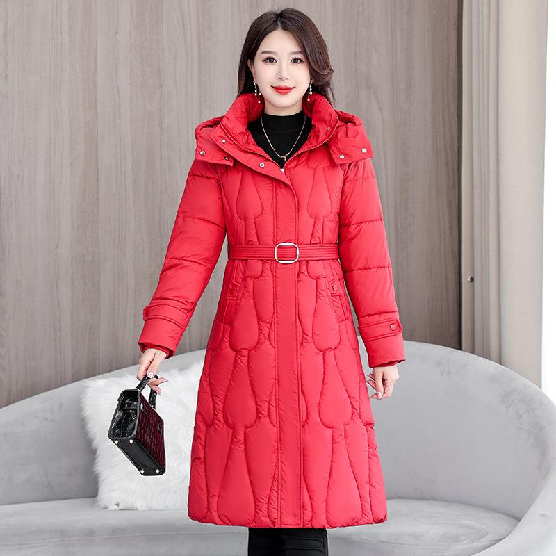 Winter New Style Figure-flattering Over Knee Medium and Long Cotton-padded Clothes 2025 Down Cotton Coat