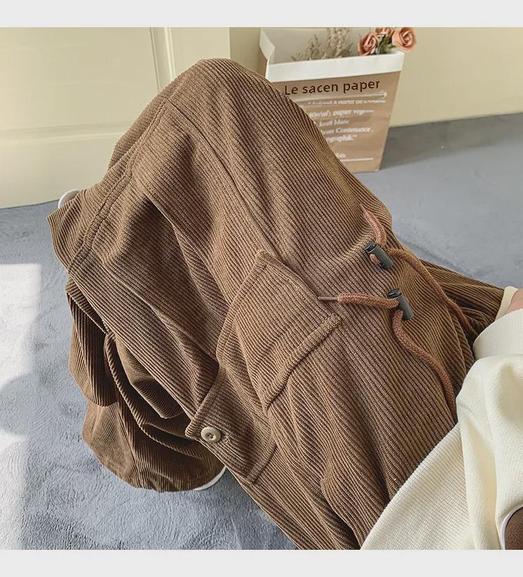 Salopette retrò da uomo in velluto a coste con coulisse e tasche grandi - Spessa e ampia per abbigliamento casual autunnale e invernale.