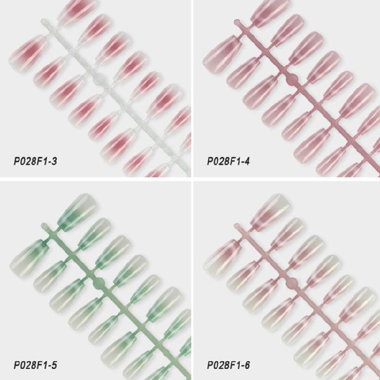 30Pcs Glossy Press On Nails Long Coffin Gradient Fake Nails Cat Eye False Nails