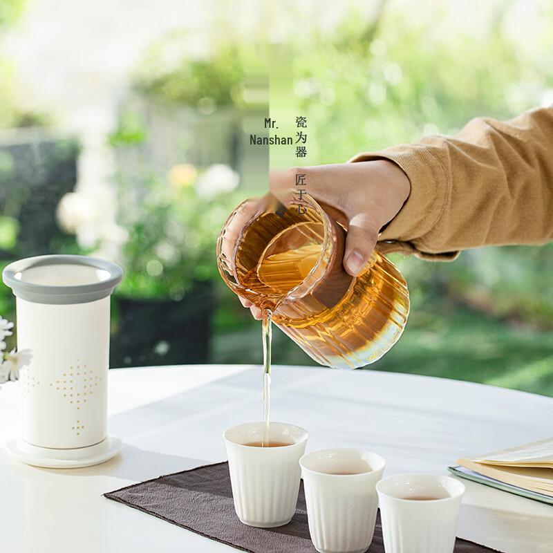 Mr. Nanshan Zen White Portable Glass Tea Set