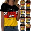 Damen Freizeit Pullover T-Shirt Kurzarm Rundhals Buchstabendruck Oberteil zur Fußballunterstützung Deutschland 2026 Fanartikel