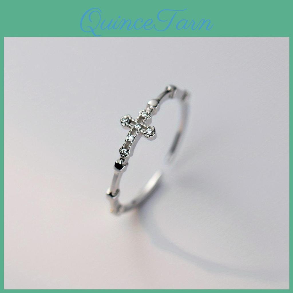 For Ring Rings 5259mm Korean Women Silver Zircon Cross Religion Adjustable Rings For Girl