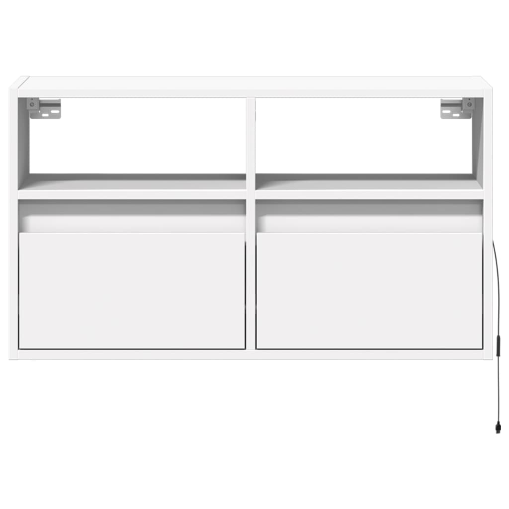 Vidaxl Ścienna Szafka Tv Z Led, Biała, 80X31X45 Cm