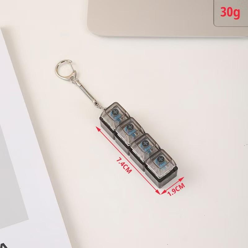 Transparent Four-Button Decompression Keychain, Luminous Square Pendant, Popular Creative Toy Keychain.