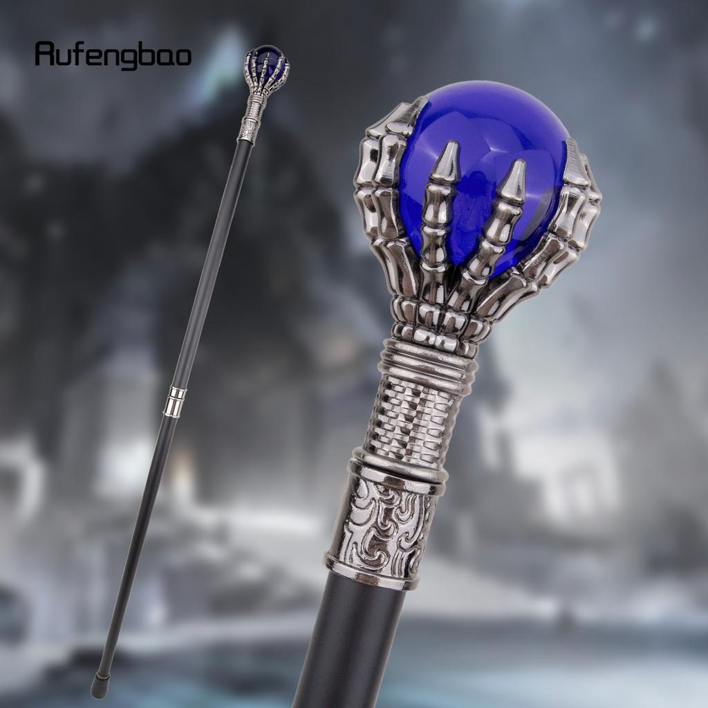 Blå glaskula Steampunk Walking Cane Mode Dekorativ Walking Stick Gentleman Lyx Crosier Knop Walking Stick 93cm