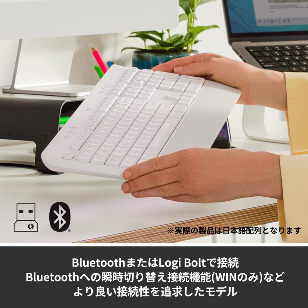 Logitech SIGNATURE K650OW Wireless Keyboard Palm Rest Thin Bluetooth Logi Bolt Unifying Not Compatible Japanese Layout Windows Mac Chrome Android