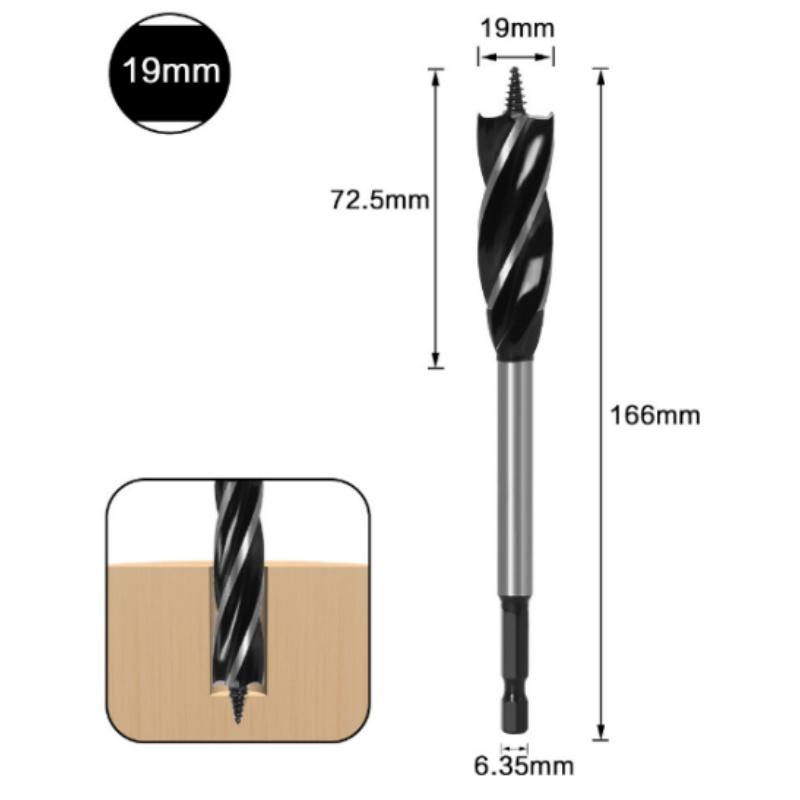 Bit Hexagonal Shank Supported Auger Four Slots Lengthened Twist Door Lock Opener Drawer Board Reaming Woodworking and Diy Tools