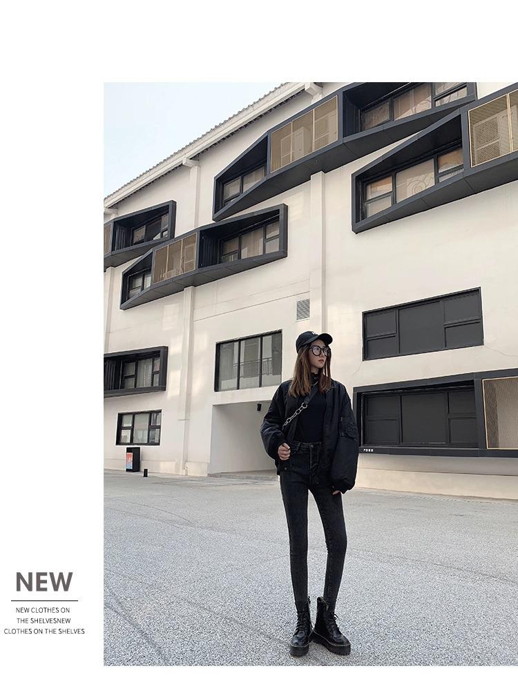 2024 Herbst/Winter Damen High Waist Schlanke Graue Samtjeans - Schlankmachende Bleistifthose für zierliche Figuren