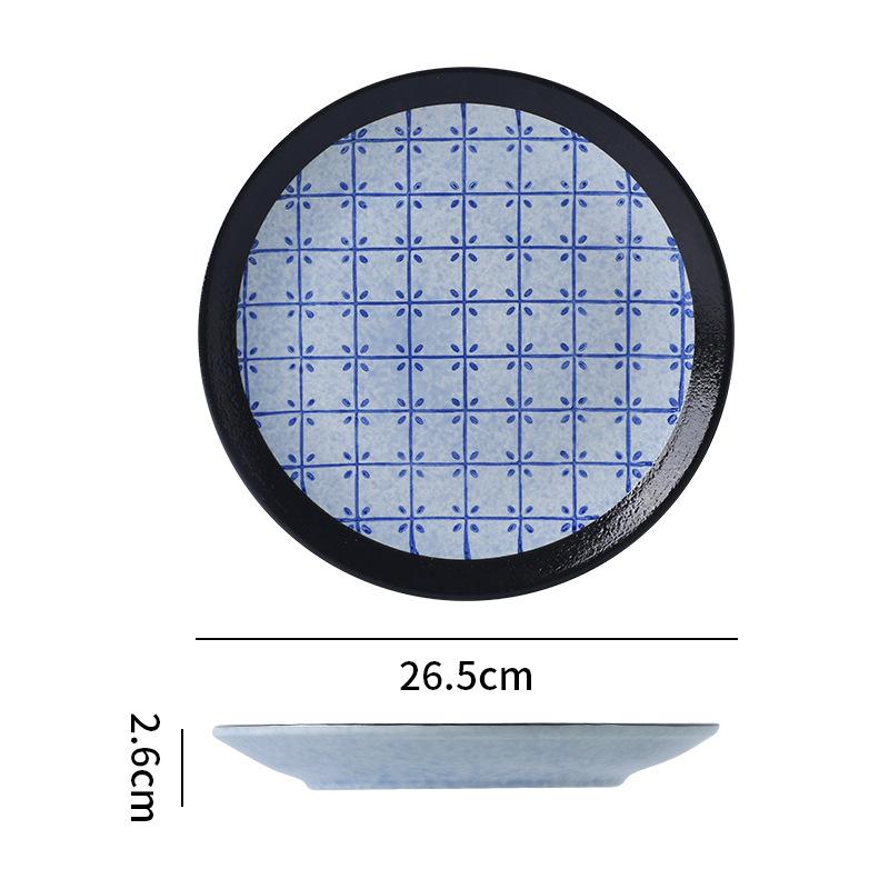 Japanese Classic Blue Pattern Tableware Hotel Style Western Food Plate Deep Plate Household High Value Shallow Plate Ceramic Disc