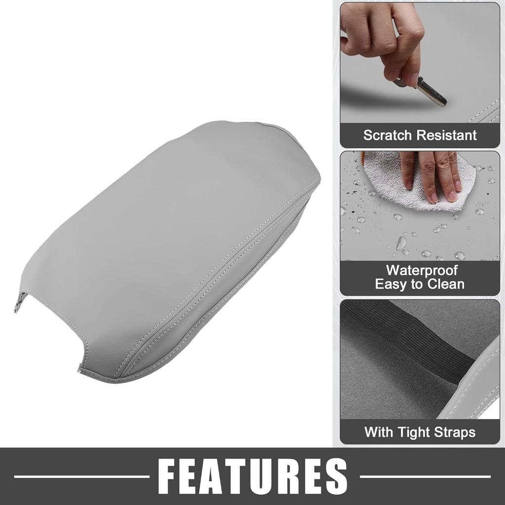 Car Center Console Armrest Cover 38.5x18.5cm Center Console Protect Cover for Toyota Camry Hybrid 2012-2017 Faux Leather Gray