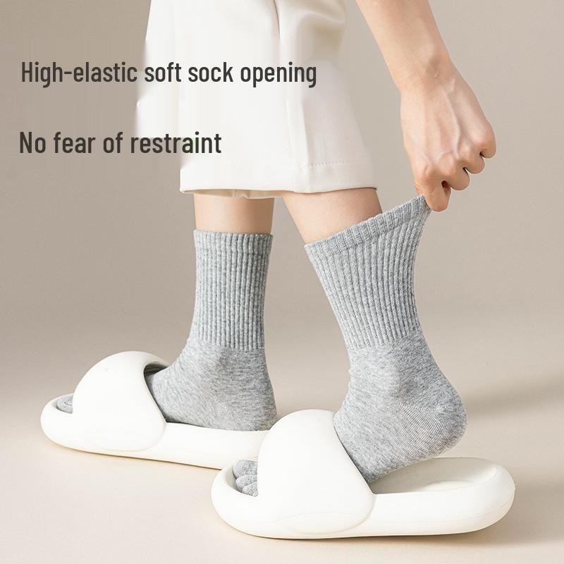 Women's Antibacterial Breathable Mid-Calf Five-Toe Socks, Spring/Autumn Version.