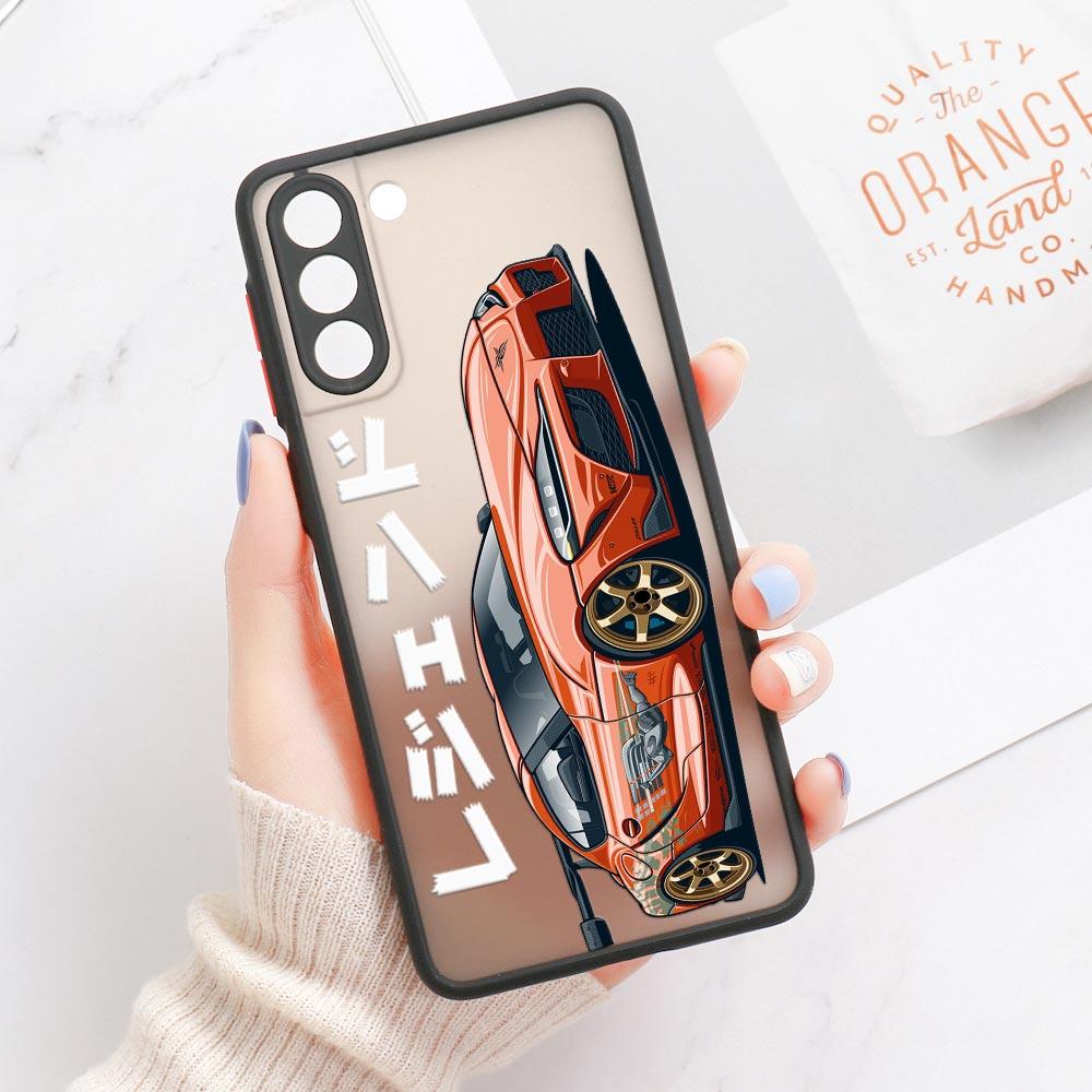 

S23 Ultra Case For Samsung Galaxy S23 S22 Ultra S20 S21 FE Plus S10 Lite S24 Phone Case Matte Clear Cover Cartoon JDM Sports Car Samsung S23 FE