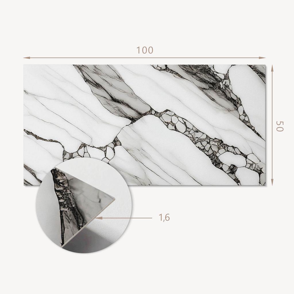 Self-Adhesive Vinyl Panel With Print 100x50 cm Marble Pattern with Veins