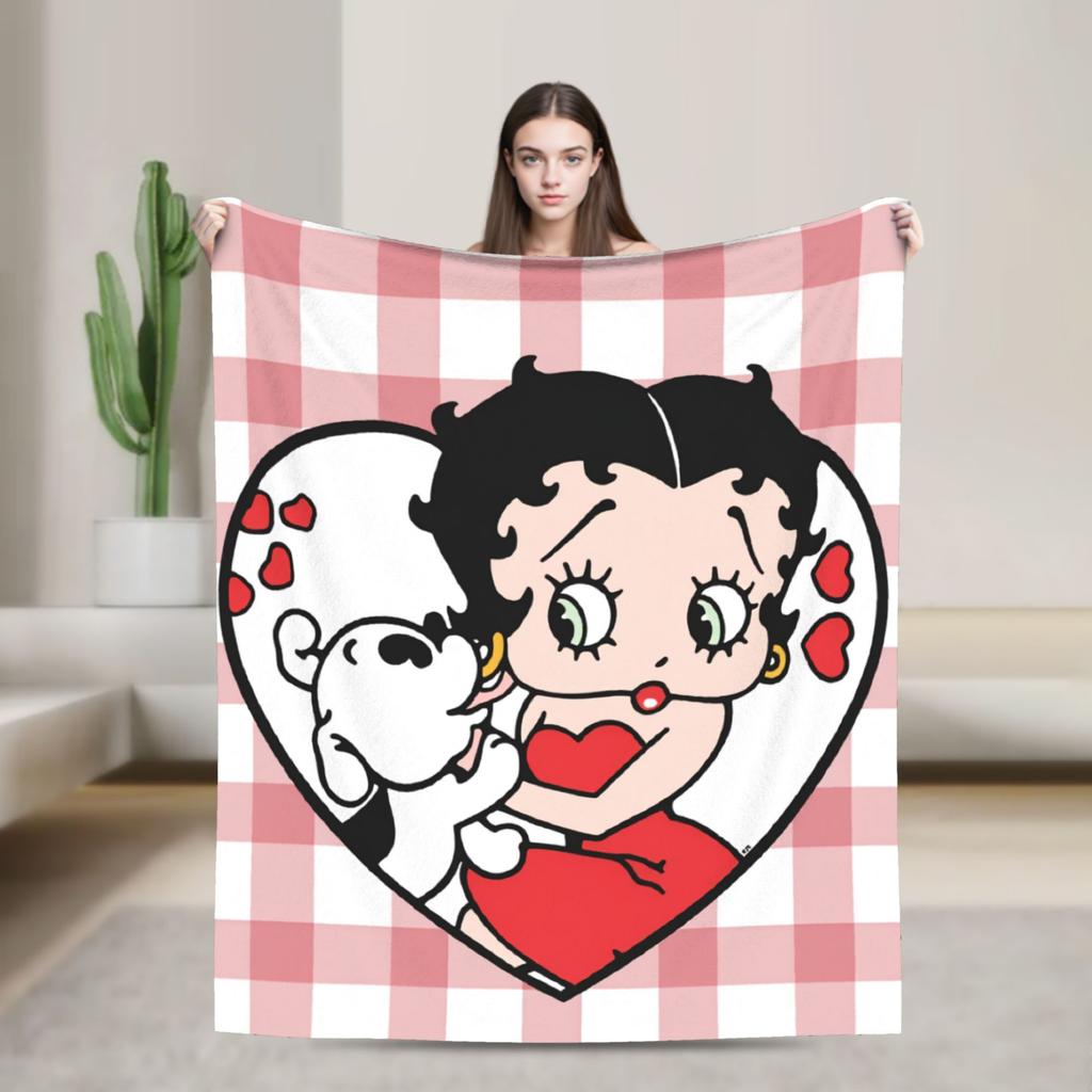 B-Bettys Boops Warm Blanket Kids Plush Throw Blanket Aesthetic Couch Chair Flannel Bedspread Sofa Bed Cover