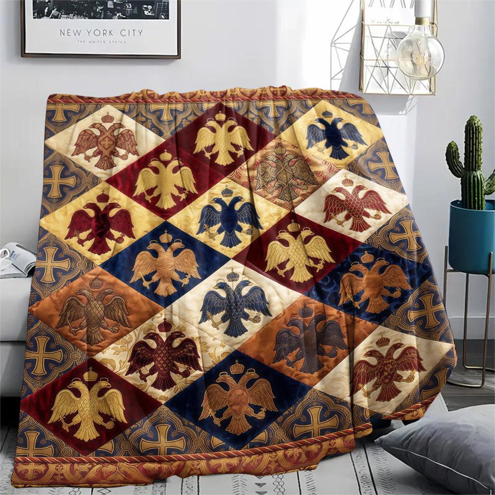 1Pc Cultural Puzzle Print Flannel Blanket High Quality Warm Comfortable Cover for All Seasons Perfect for Gifts Home Decor