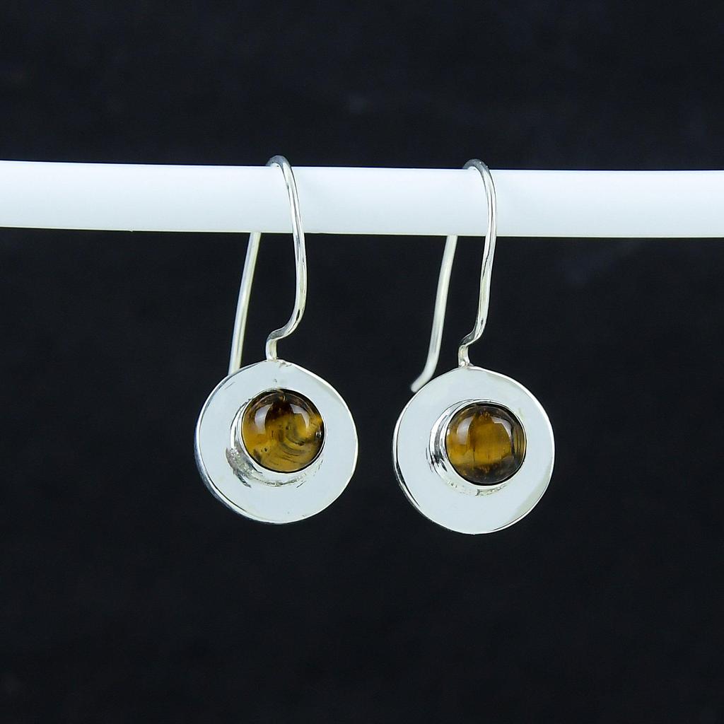 Náušnice z přírodního drahokamu tygří oko, náušnice ze sterlingového stříbra 925, ručně vyráběné boho stříbrné šperky visací náušnice, dárek k narozeninám