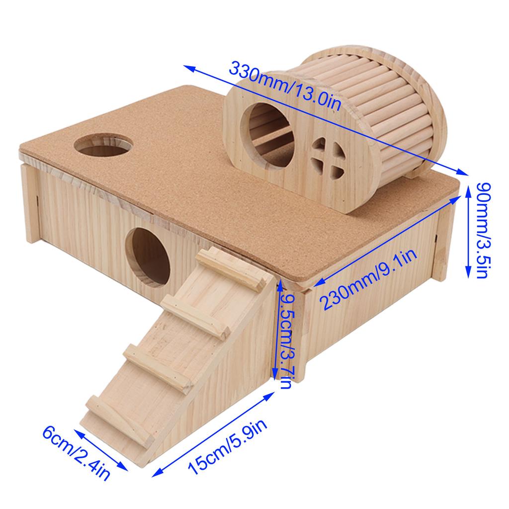 Wooden Hamster Ladder House Wear Resistant Hamster Platform with Hideout Climbing Ladder for Small Pets Chinchilla Rabbit