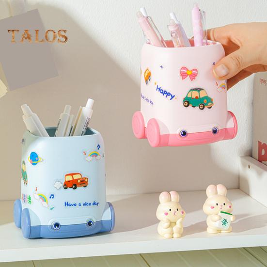 Desk Pen Holder Cartoon Vehicle Shape Pencil Holder Multi-functional Desktop Makeup Brush Organizer for Home School Office