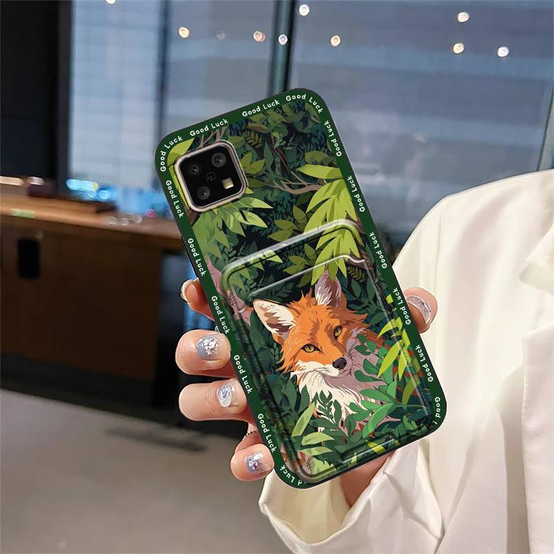 Silicone Cute Phone Case For Sharp Aquos Sense4 4G/Sense 5G Shockproof Back Cover Protective Durable Card Slot Graffiti