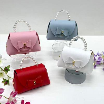 Pearl Bowknot Leather Wedding Candy Gift Box