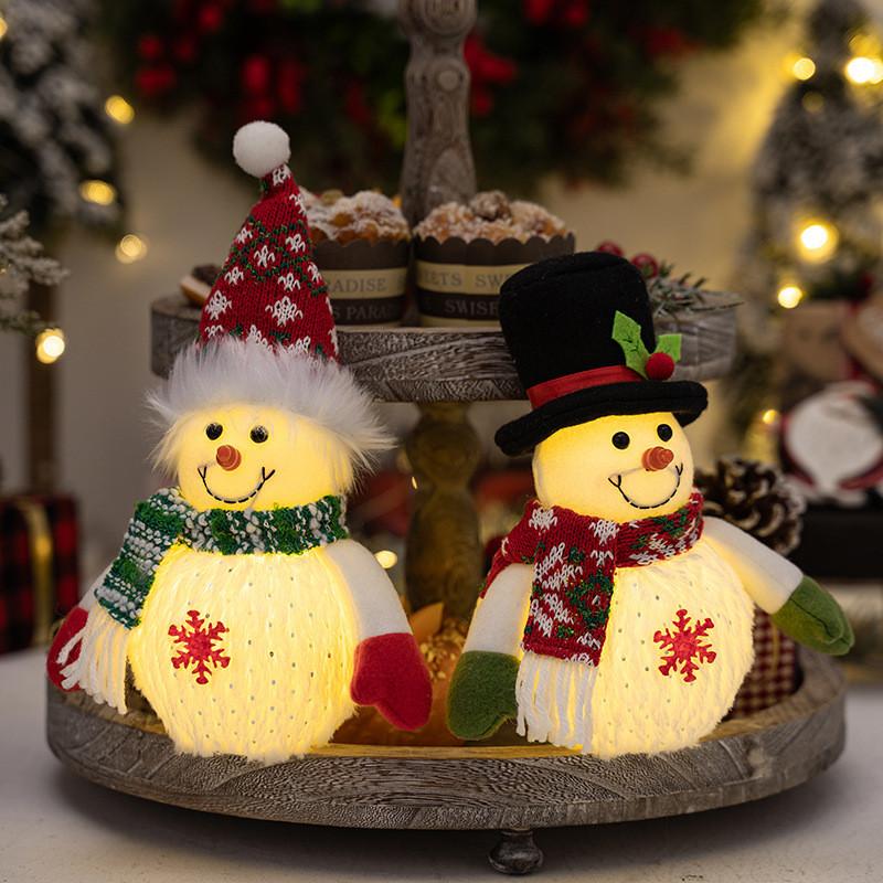 Charming Snowman Plush Figure With Magical Led Lights For Holiday Decoration Gifts And