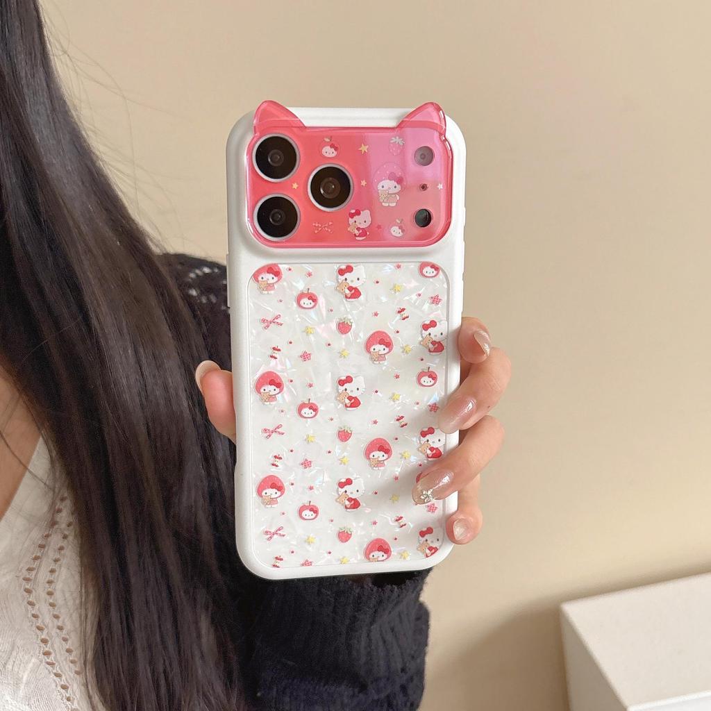 Cute Cartoon KT Cat Anti-Fall Phone Case for iPhone 15, 17/16 Pro Max