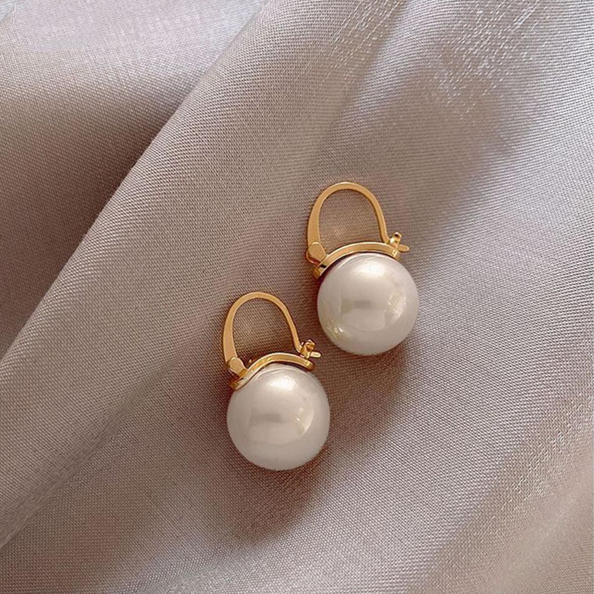 

2PC Women s Fashion Geometric Round Pearl Earrings Jewelry Accessories Suitable for Date, Party, Festival Gifts-17901
