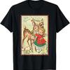 Vintage Pin Up Little Girl Reindeer Retro 1950s Christmas T Shirt Vintage Fashion Graphic Homme Designer Clothes