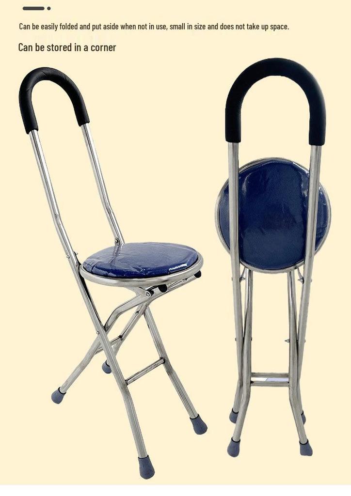 Faltbarer Dreibein-Gehstock mit Hocker für Outdoor-Reisen und Trekking