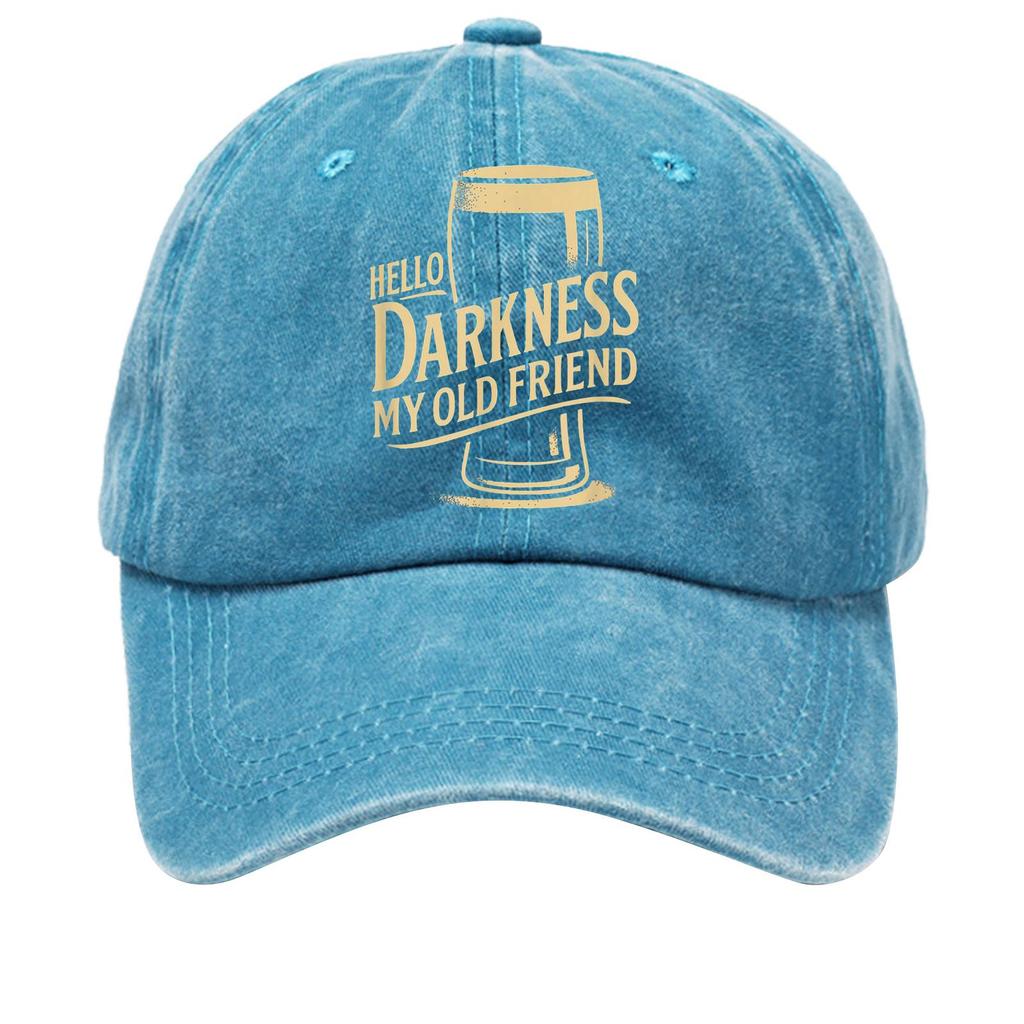 Washed cotton baseball cap with printed distressed soft top denim hat, vintage hat