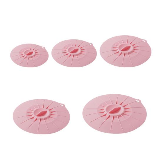 Sada 5 silikonových víček na misky, hrnce, mikrovlnné trouby, vhodné do mikrovlnné trouby, nepropustné víčka na nádoby různých velikostí s otvory pro zavěšení