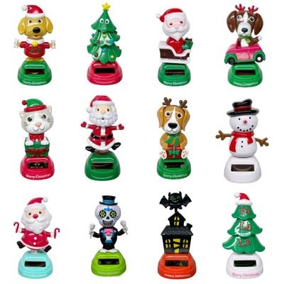 Car Ornaments Solar Powered Dancing Shaking Head Cartoon Halloween/Christmas Doll Toys Auto Dashboard Decoration Car Accessories