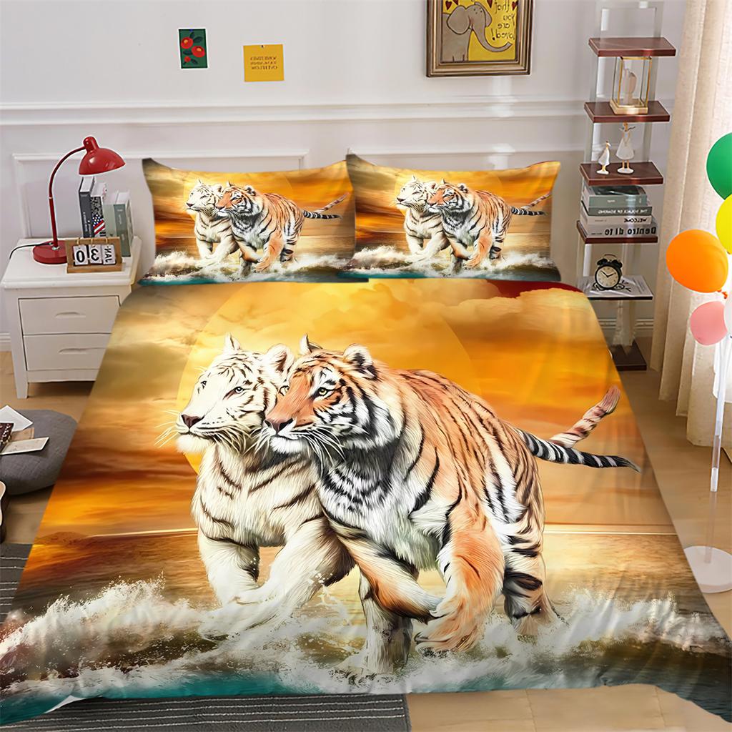 Bedding Set Cover Lion Dog Cat Comforter Duvet Cover Set Bedroom Decor Pillowcase