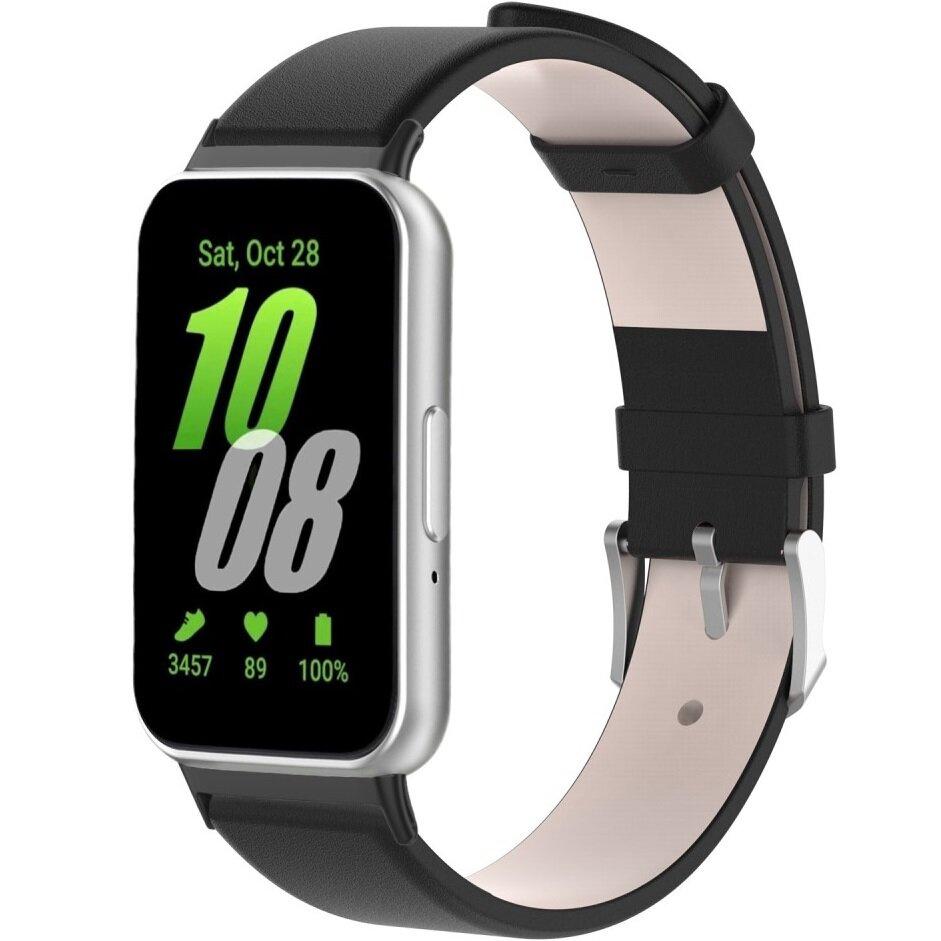 Leather Strap for Samsung Galaxy Fit 3, Black
