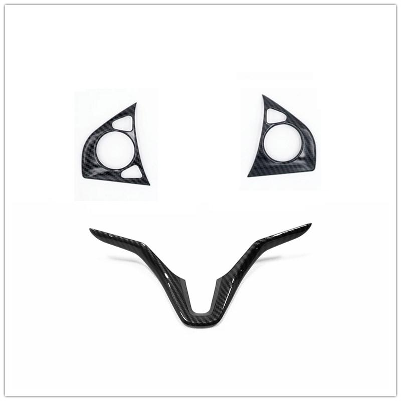 For Honda Jazz GK5 2015- Interior Steering Wheel Sequin Cover Moulding Frame Trims ABS Carbon Sticker Car-Styling Accessoriy