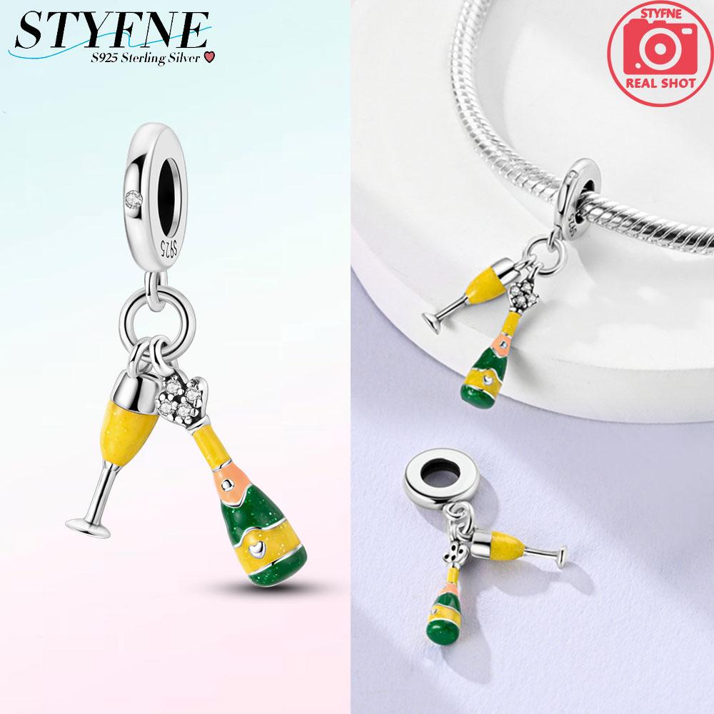 

Charms Copper Elegant Champagne Highball Glass Pendants Fit Charms Plata Original Bracelet Beads Women Jewellery Making