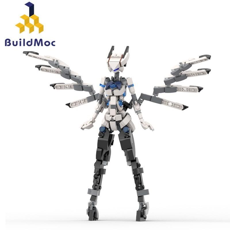 Buildmoc Creative Female Robot Mobile Suit Girl Mecha Armor Mech Model Building Blocks Bricks Toys for Children Kids Gifts