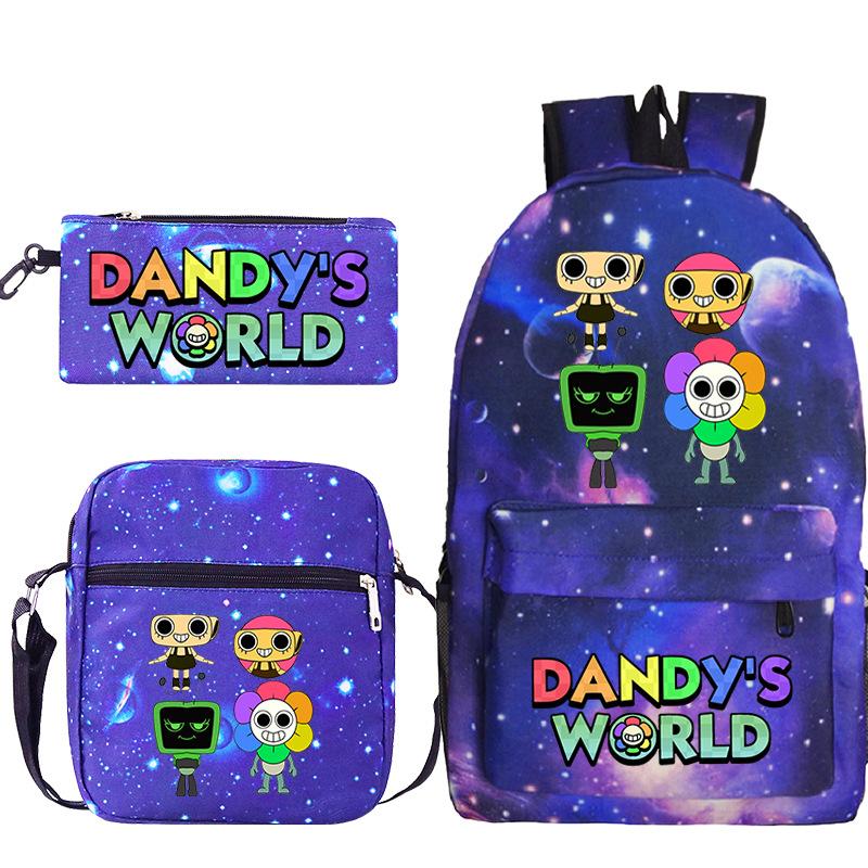 Dandy'S World Printed Fashion Children'S Pencil Case Messenger Bag Three-Piece Set Primary And Secondary School Bag