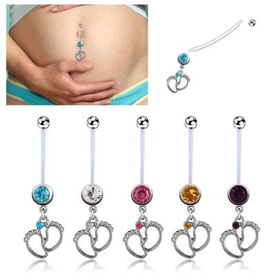 Anello Ombelico Piede Cartone Animato Pieghevole per Donne Incinte
